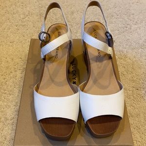 Size 8 Lucky Brand White Wedges